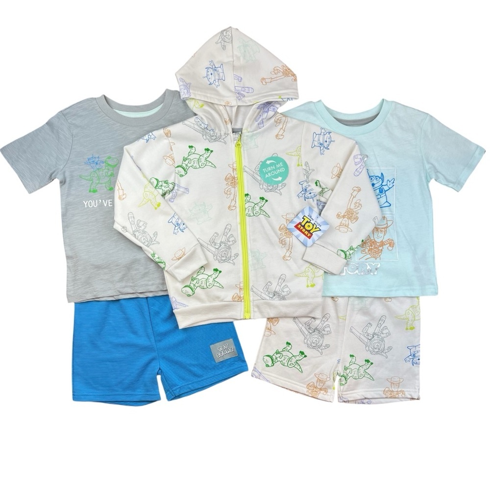 Disney Pixar Toy Story Kids 5pc Zip Up Hoodie T-shirt Shorts Set Size 4T